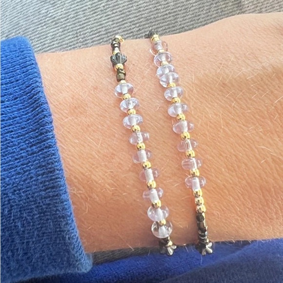 Set of 2 Snow Moon Upcycled La Lune Bracelets - Picture 1 of 6